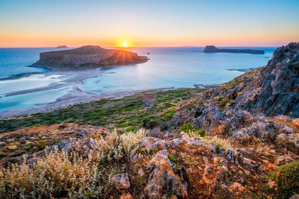 A romantic sunset in Balos Beach.