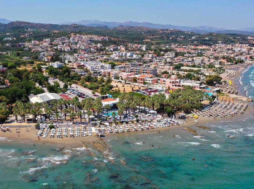 The organized Agia Marina Beach in Chania.