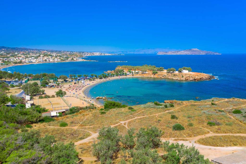 Beach volleyball courts in Agii Apostoli Beach.