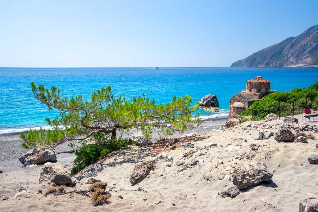 The turquoise waters of Agios Pavlos Beach.