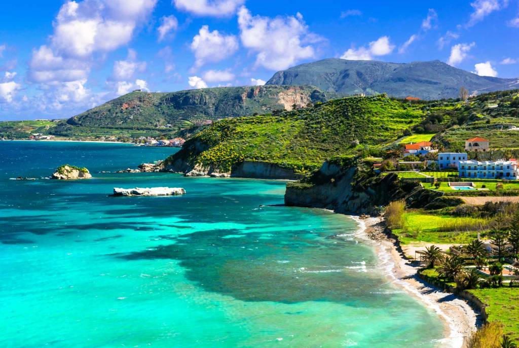 The crystal-clear waters of Almyrida in Chania.