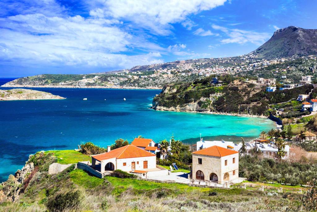 The seaside village of Almyrida by the beach.
