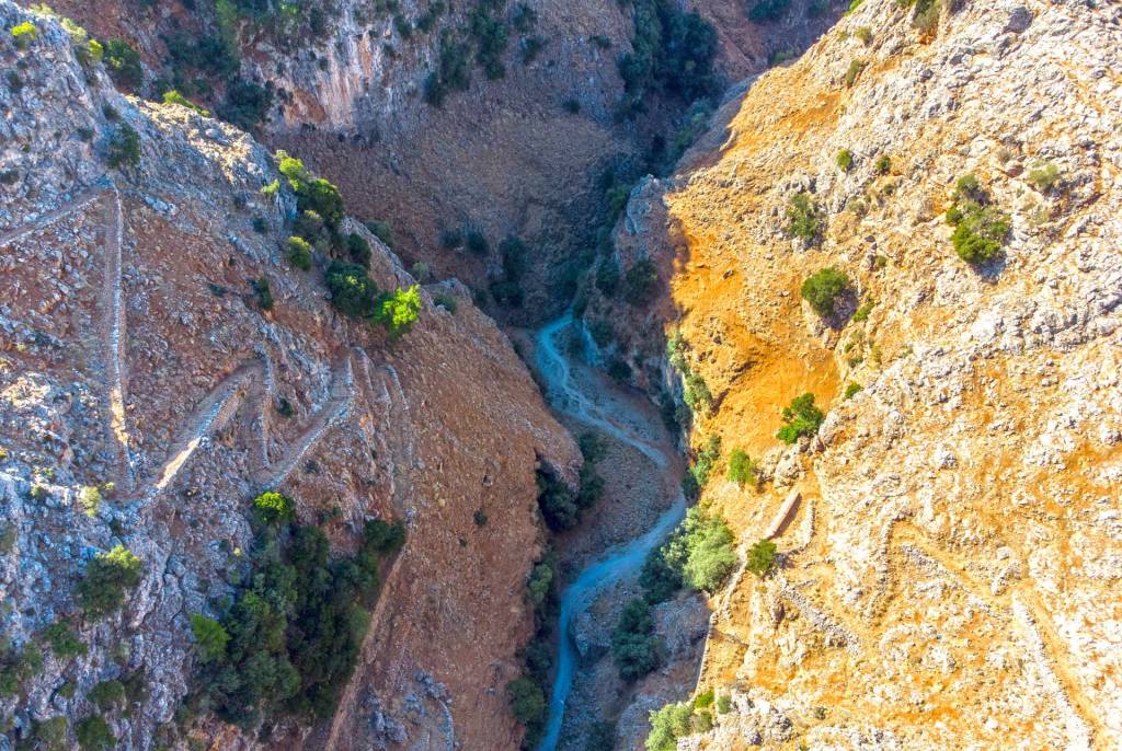 Aerial view of the road and Aradena Gorge.