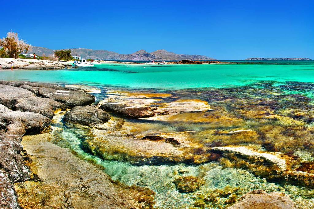 Rocks on one side of Elafonisi Beach.