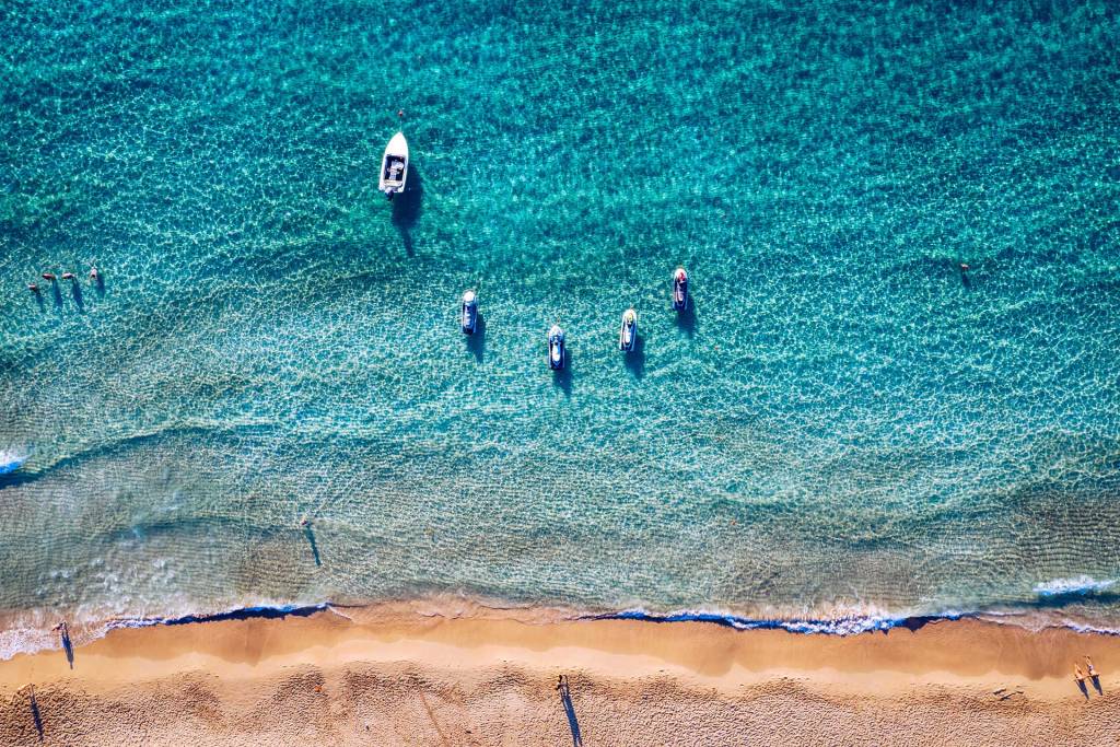Boats on the coast of Falassarna Beach.