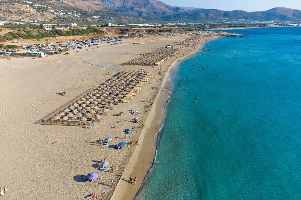 Tourist facilities on the sandy Falassarna Beach.