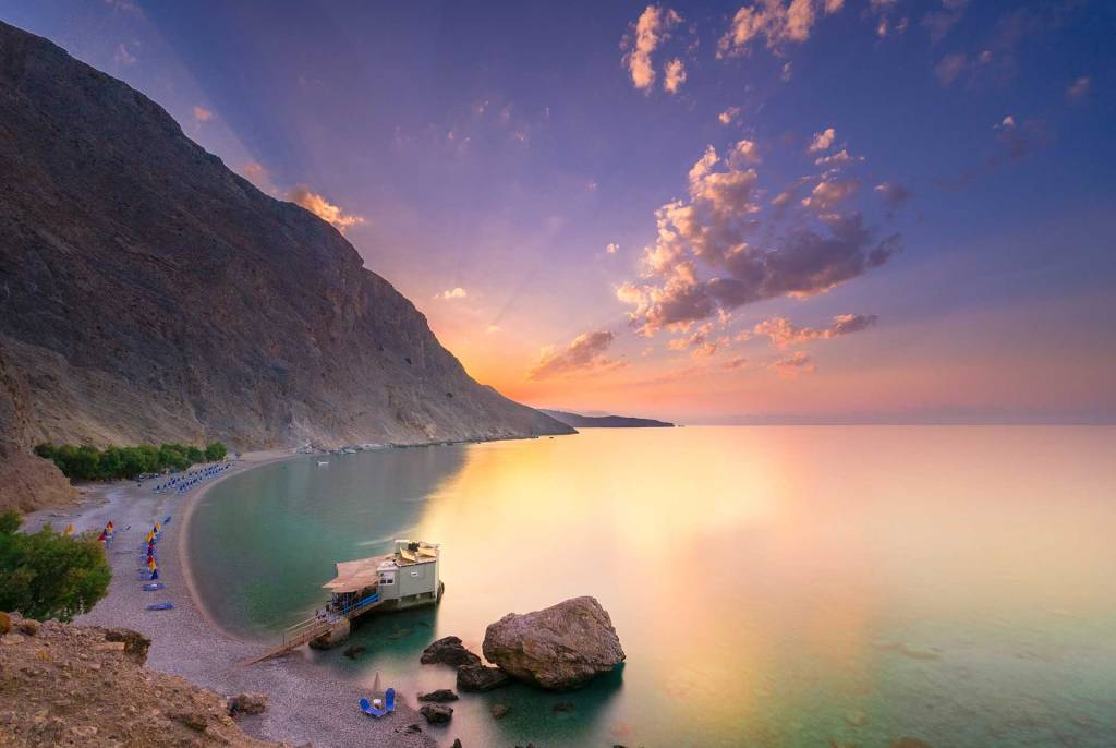 Sunset view at Glyka Nera Beach.