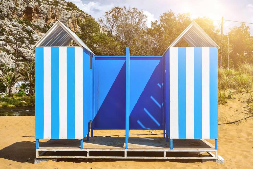 Changing rooms in Kalathas Beach.