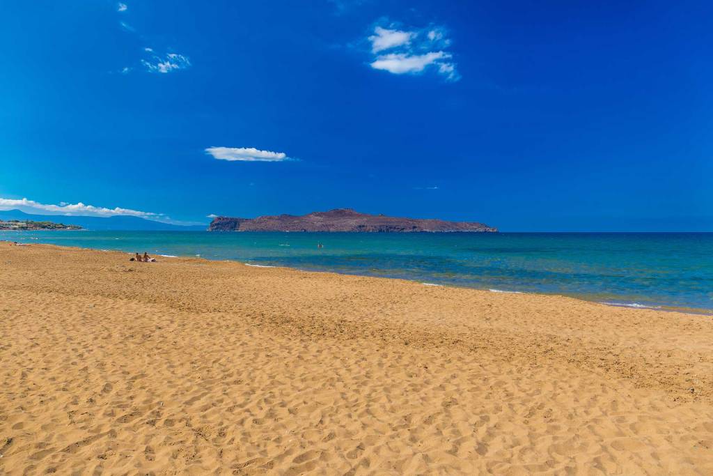 The long sandy beach in Stalos.