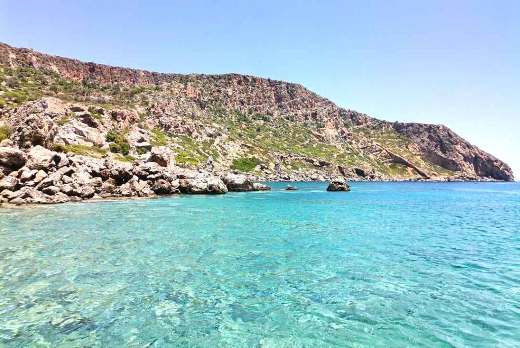 The deep, blue waters of Lissos Beach.