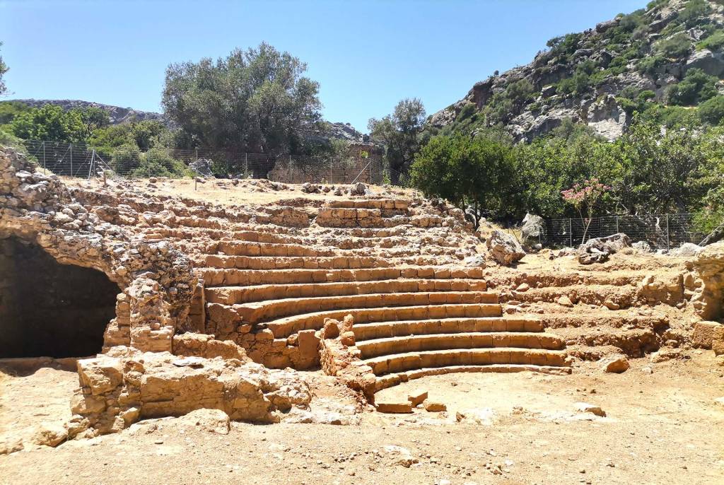 Ruins of the ancient theater of Lissos in South Chania.