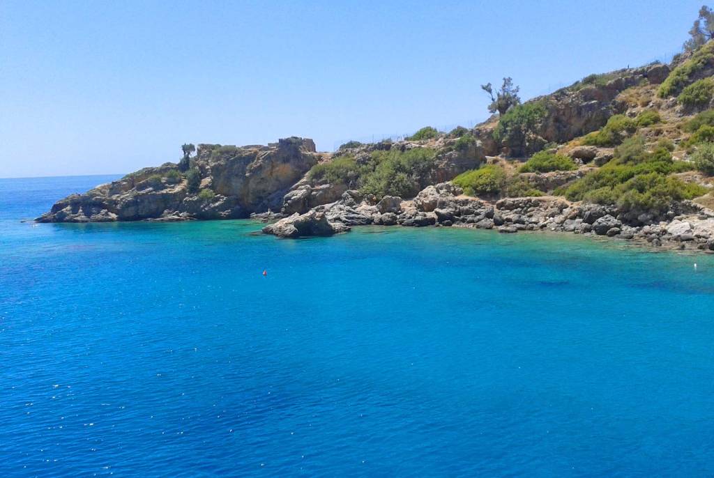 The rocky landscape in Loutro Village.