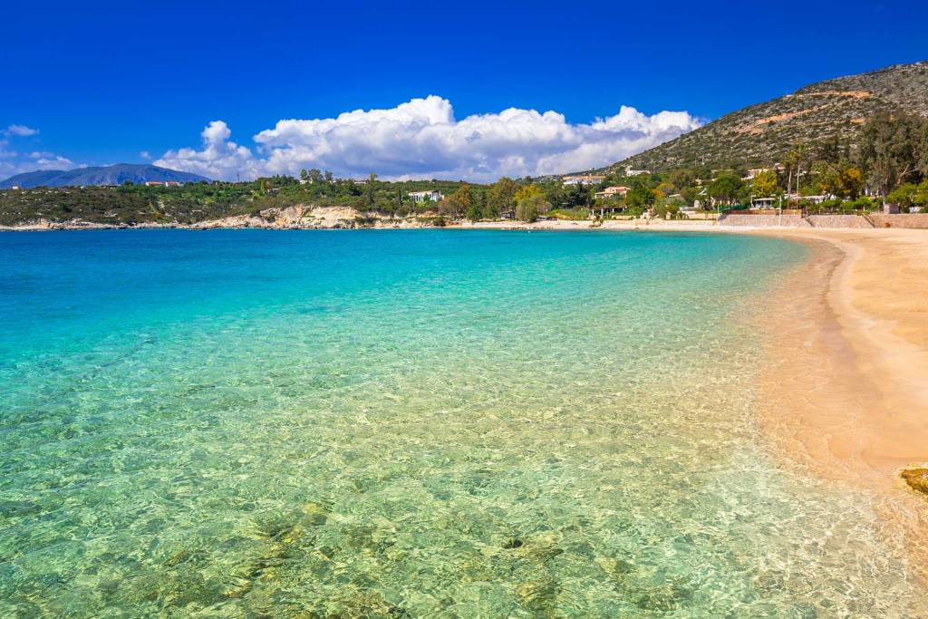 The sandy coast and dreamy waters of Marathi Beach.