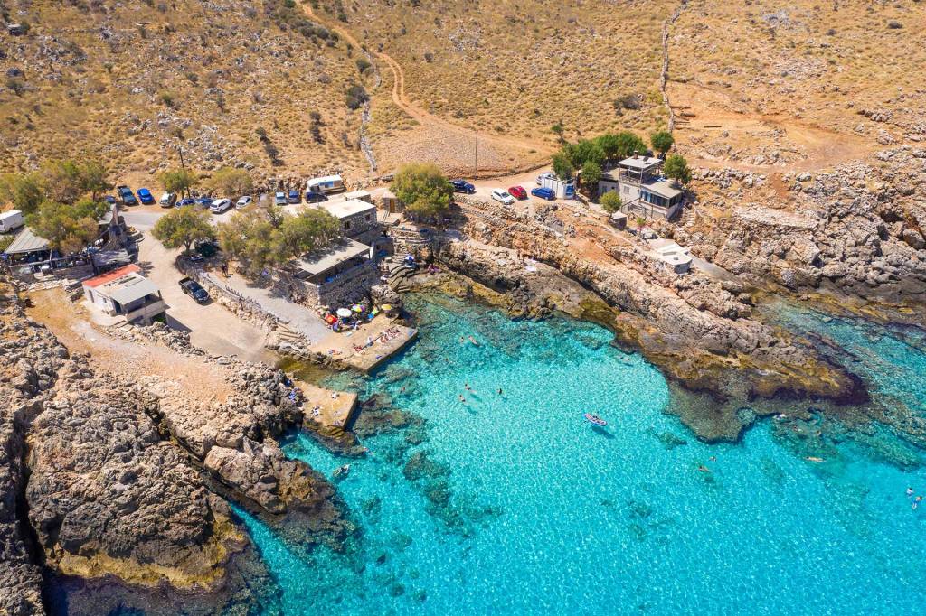 Umbrellas next to Ombros Gialos Beach.