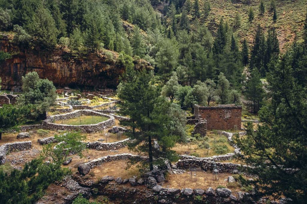 Stone ruins inside Samaria Gorge.