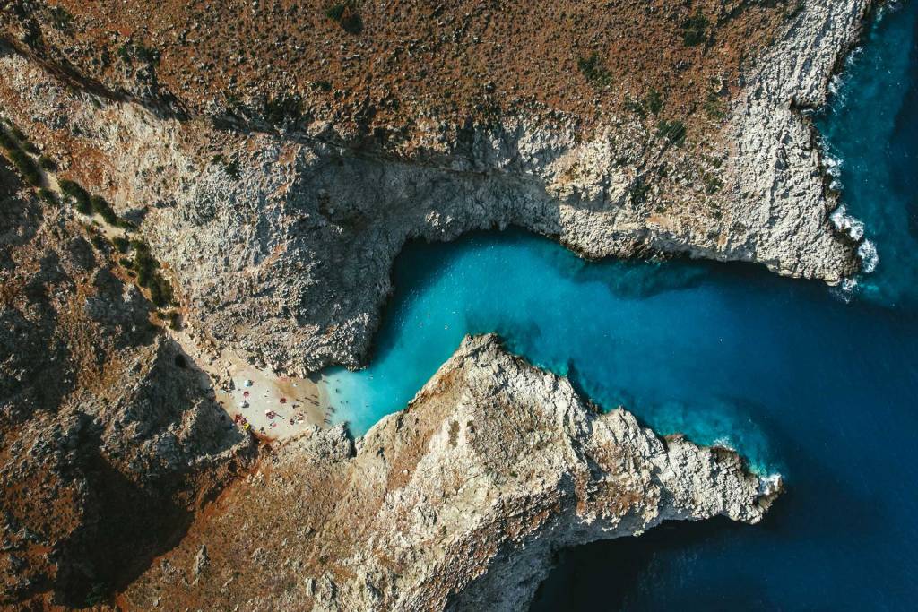 The view of Seitan Limania Beach and the surrounding area from above.