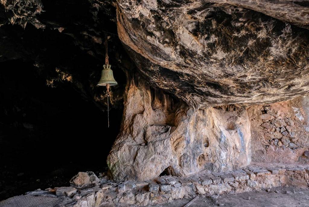Rocky formations inside Arkoudospilios Cave in Chania.
