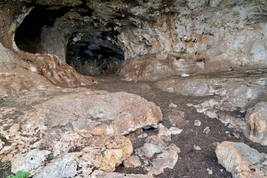 Rocky formations inside Cave Lera in Chania.