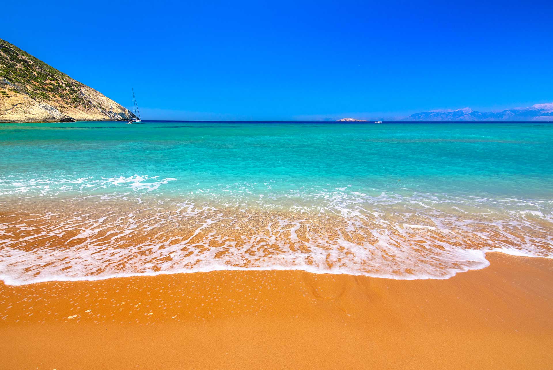 The turquoise waters of Potamos Beach in Gavdos.
