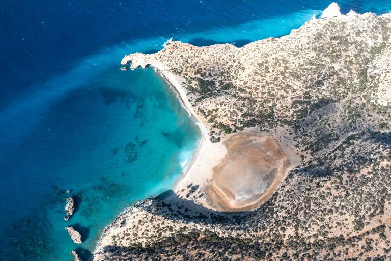 View of Tripiti Cape in Gavdos as seen from above.