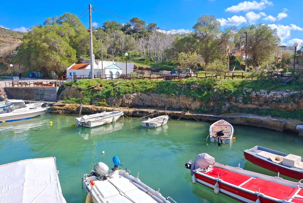 Fishing boats in the small port of Agia Kyriaki in Halepa.