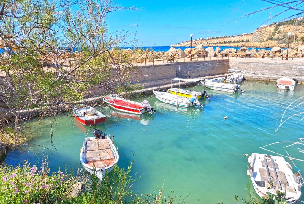 The picturesque port of Agia Kyriaki with the small fishing boats in Halepa (Chania).