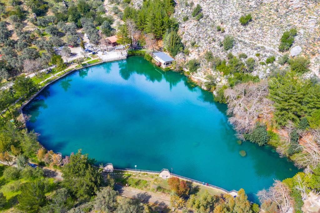 Aerial view of Lake Zaros, in Heraklion (Crete).