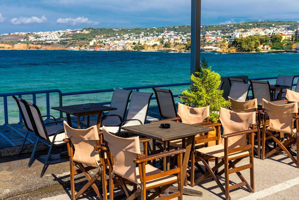 Tables of a seaside cafe in Koum Kapi.