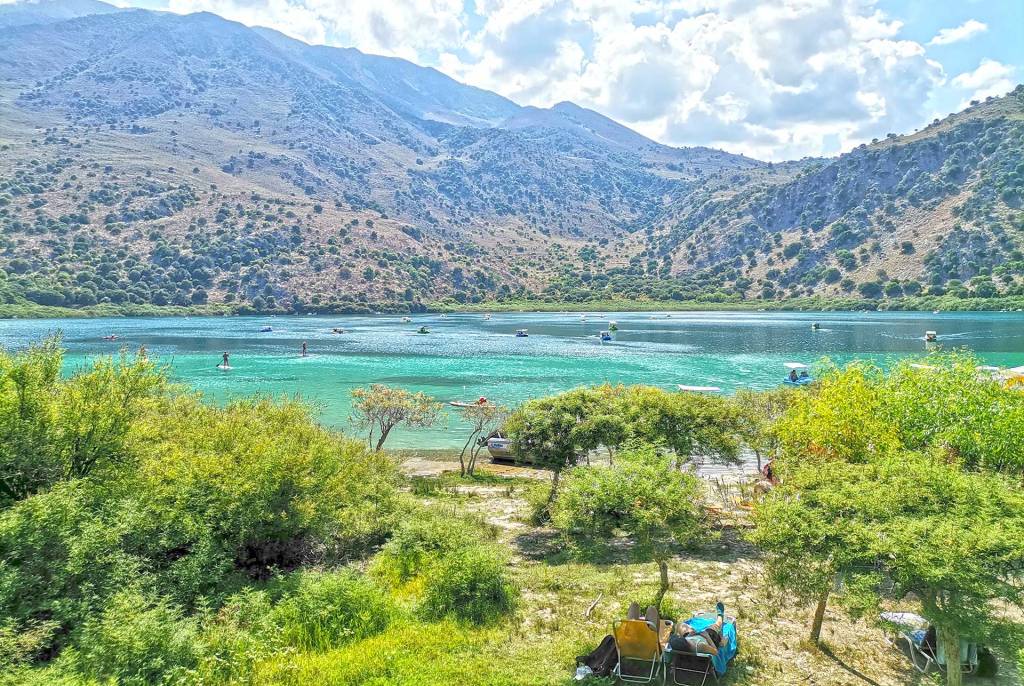 The surrounding landscape of Lake Kournas in Chania.
