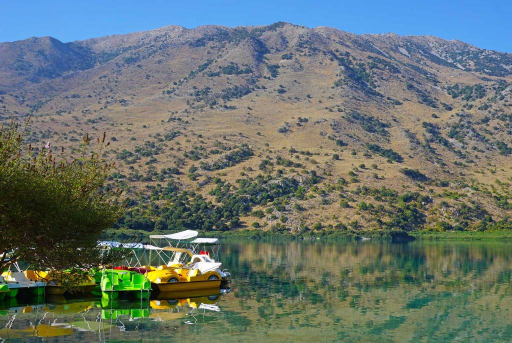 Pedal boats in Lake Kournas.