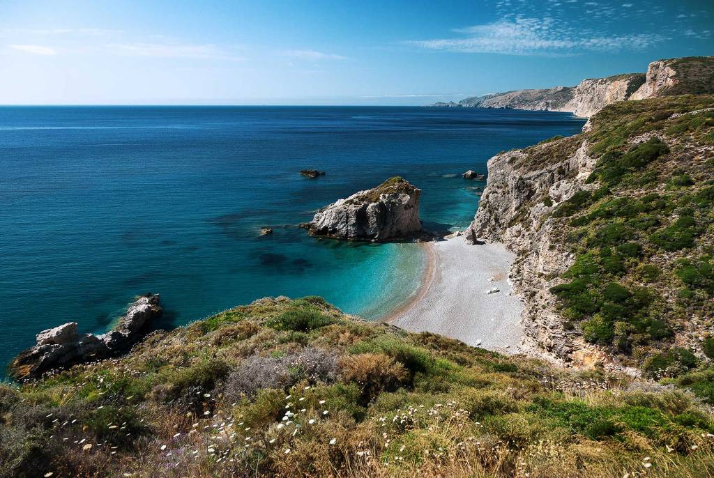 The view of Kaladi Beach on Kythira Island.