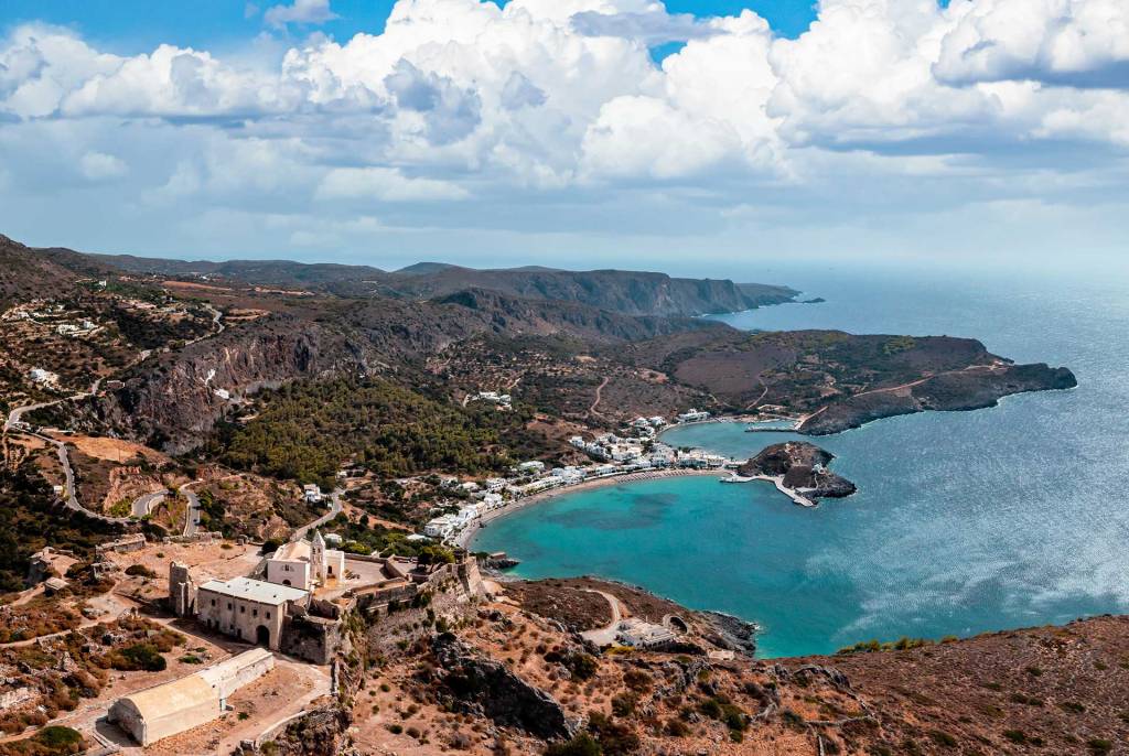 Panoramic view of Kapsali Bay in Kythira.