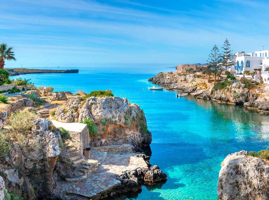 The beautiful view of Avlemonas Bay on Kythira Island.