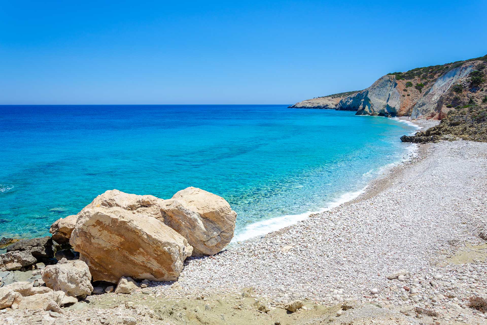 The rocky landscape in Lakkoudi Beach, on Gavdos Island.
