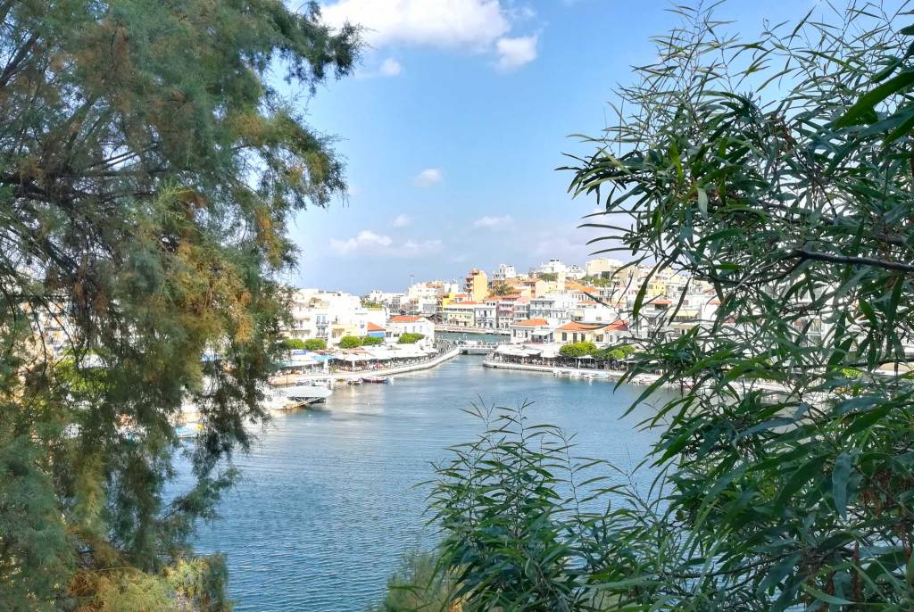 View of Lake Voulismeni and Agios Nikolaos in Lasithi.