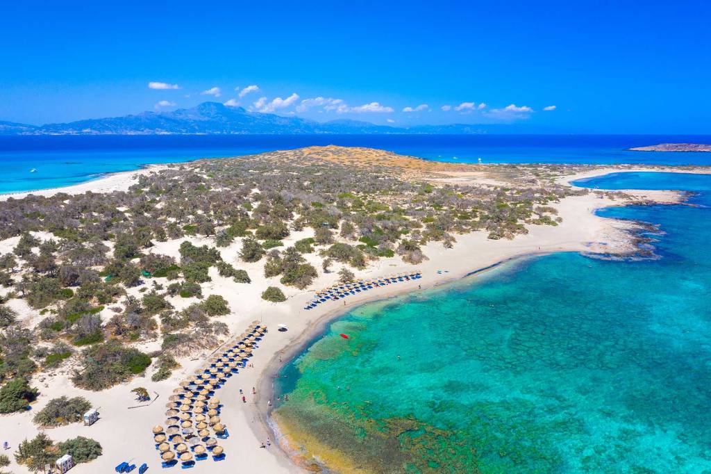 The crystal-clear beach of Chrissi Island in Lasithi.