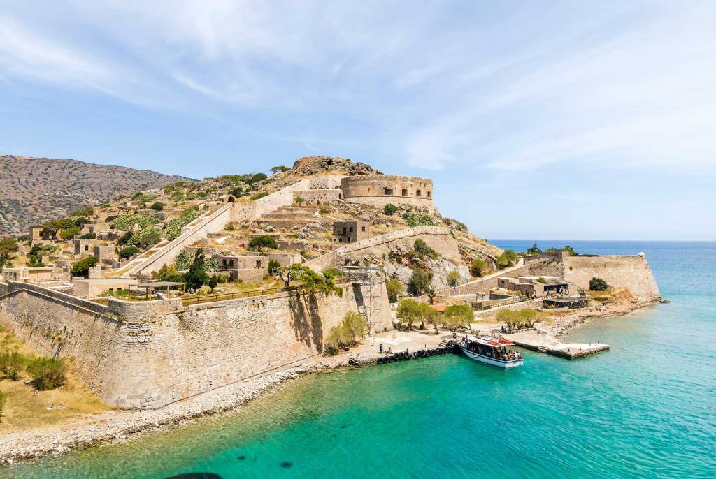 Buildings in Spinalonga Island, in Crete.