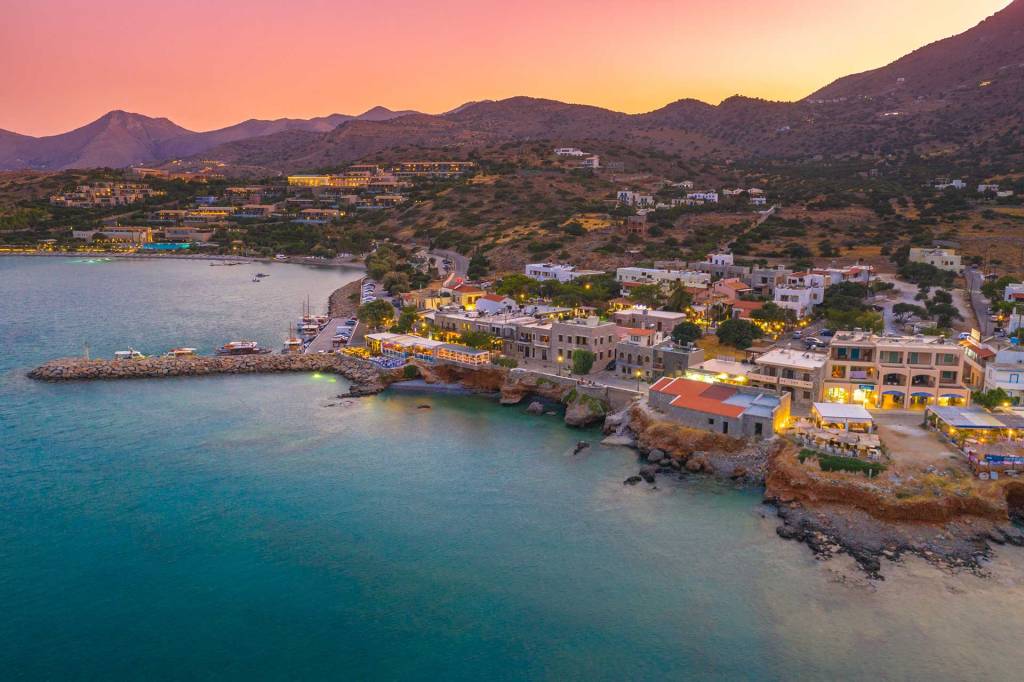 The romantic Plaka Village in Lasithi at sunset.