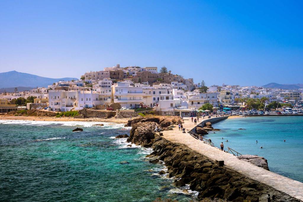 View of Naxos Town and its beautiful buildings.