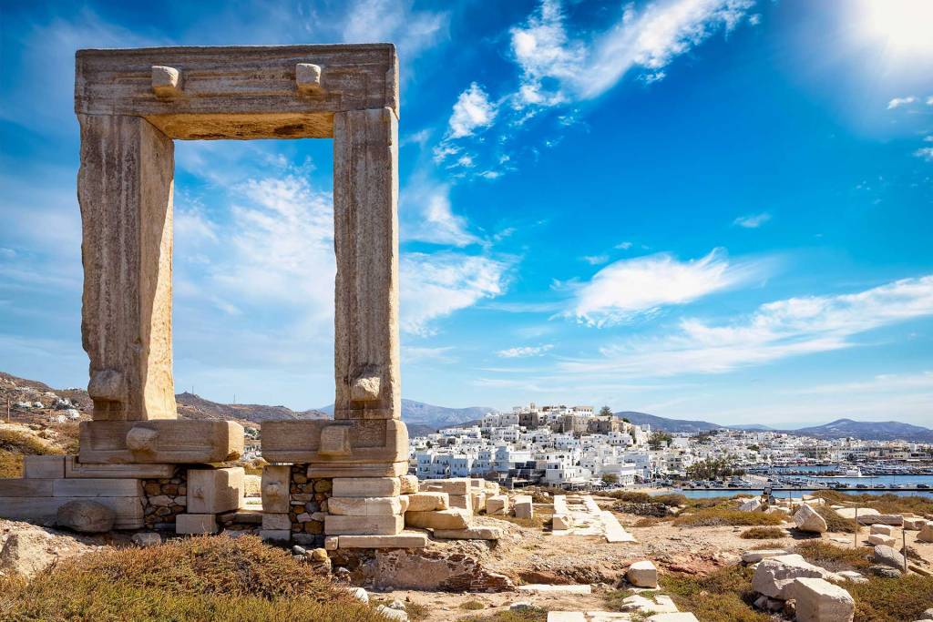 Portara, also known as the Temple of Apollo, in Naxos Town.