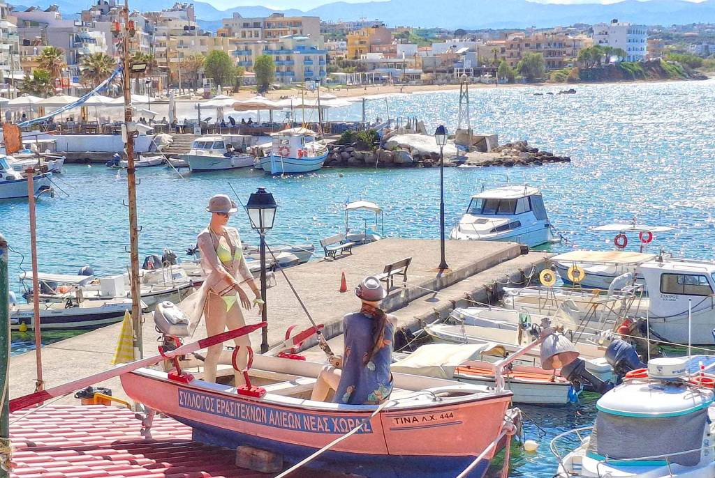 View of fishing boats in Nea Chora Port.