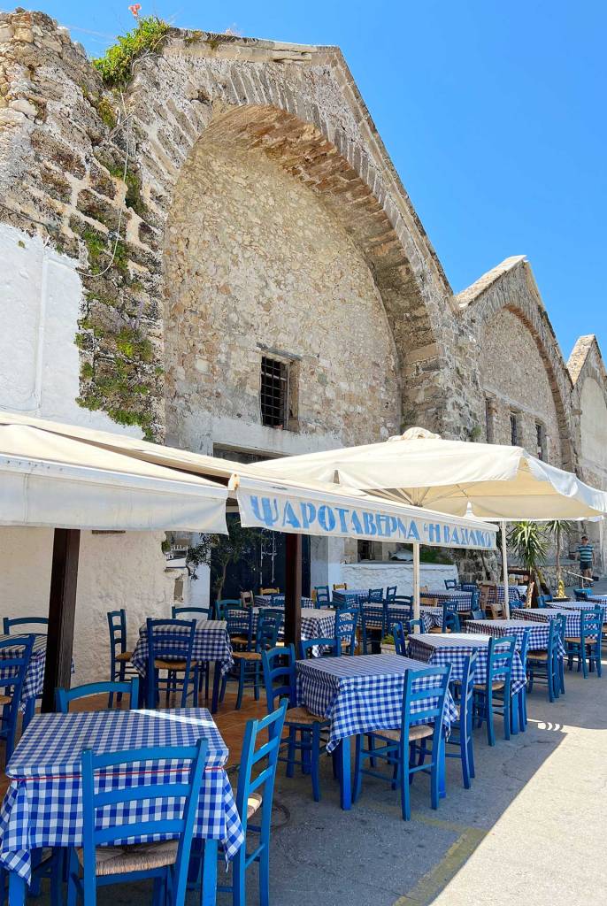 A traditional seafood tavern next to the Venetian Shipyards of Chania Old Harbor.
