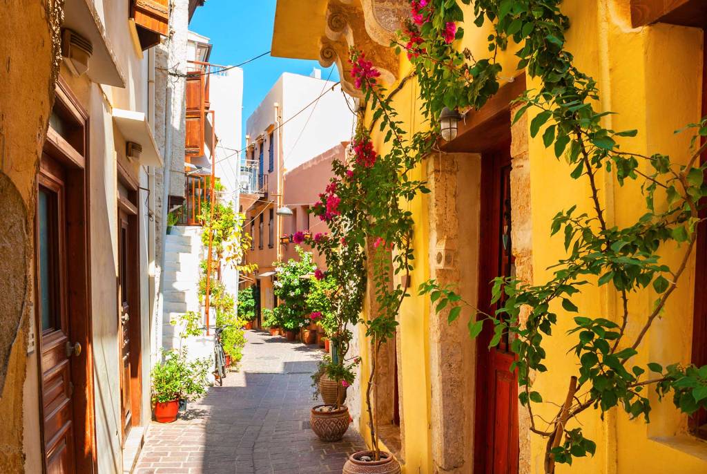 Houses in the narrow streets of Chania Old Town.