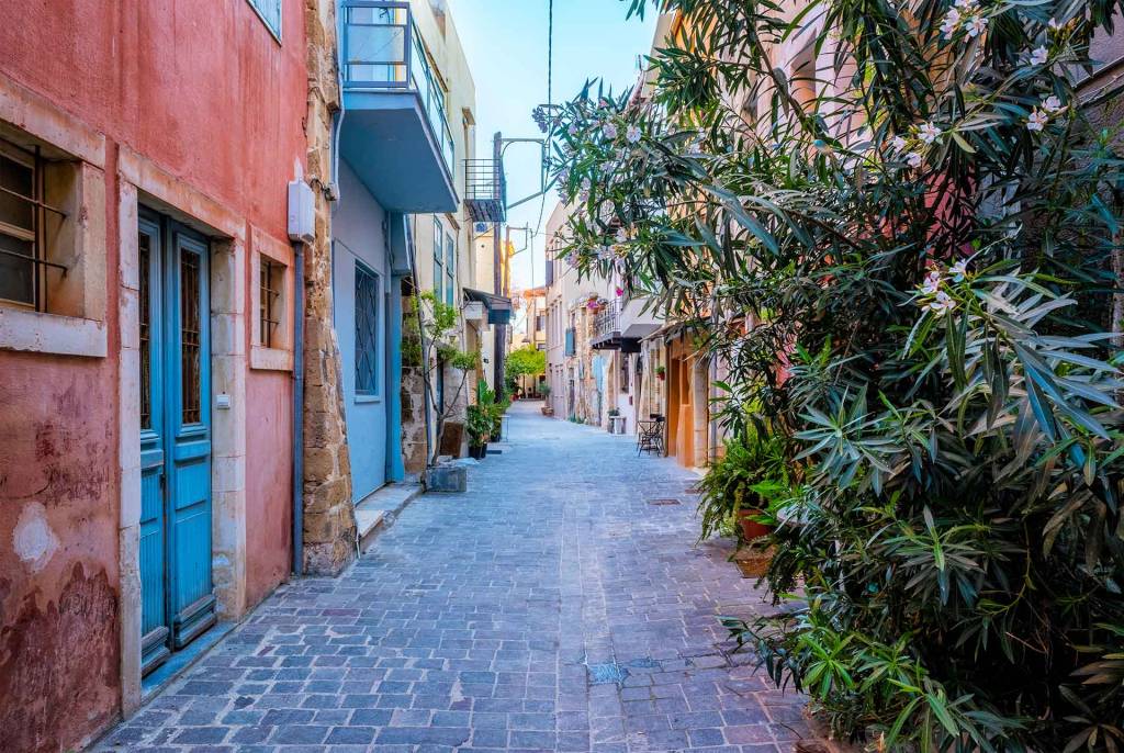 Houses in the narrow alleys of Chania Old Town.