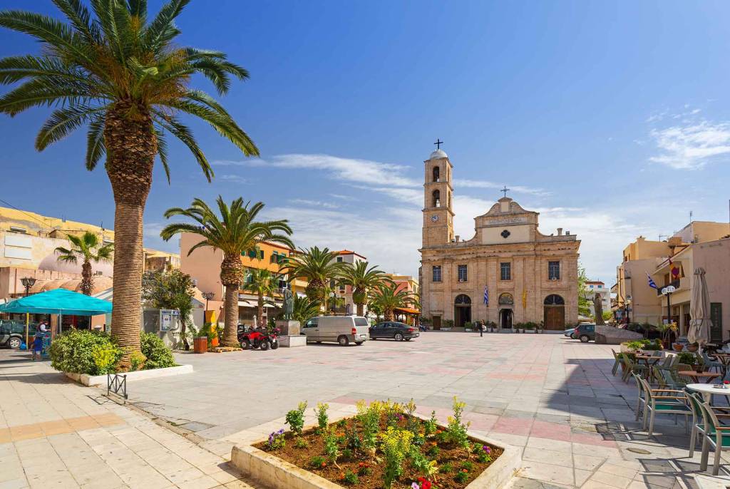 The square in front of the Metropolis (Trimartiri Church) of Chania Old Town.