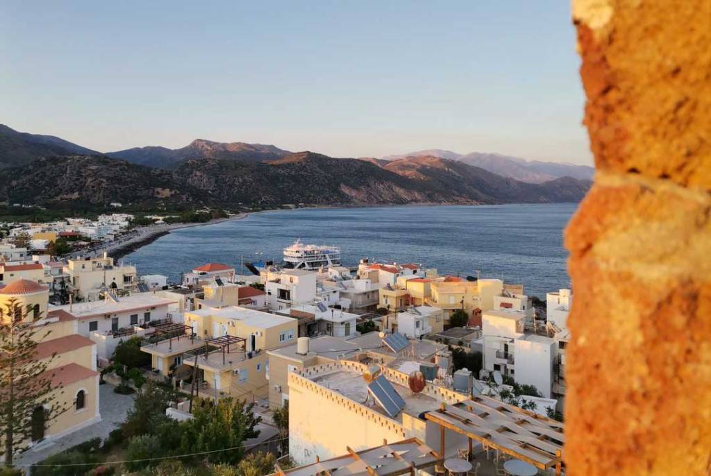 Views of the sea and Paleochora Town from Selino Castle.