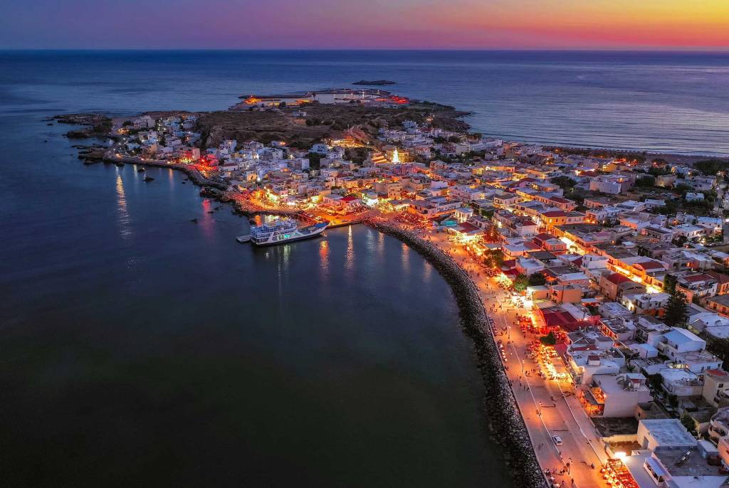 Night view of Paleochora Port.