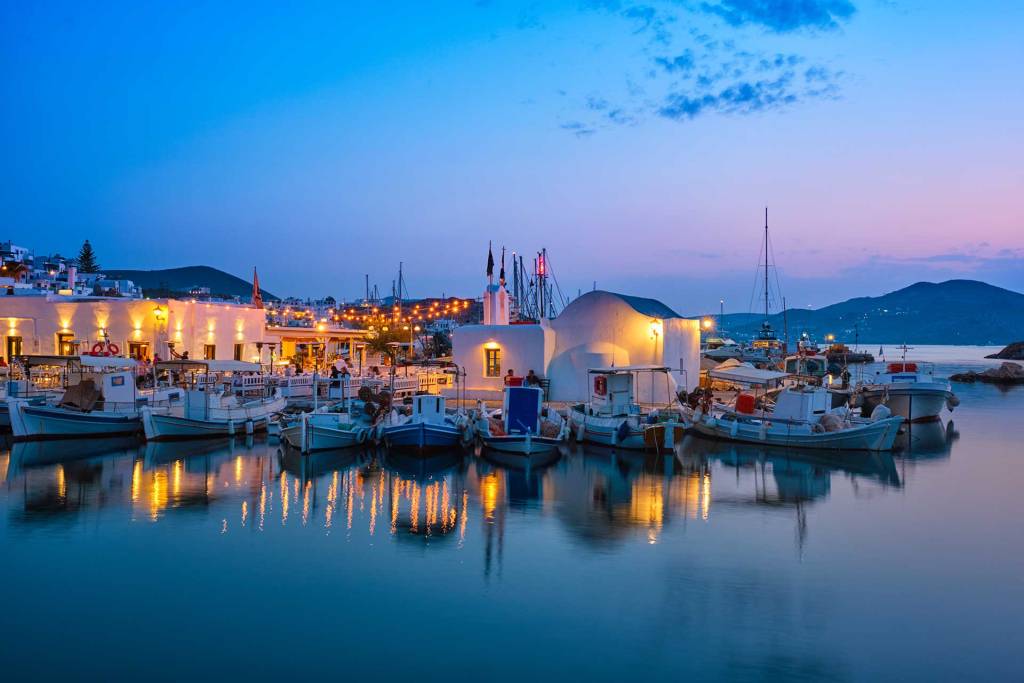 The picturesque, small port of Naoussa Village in Paros.