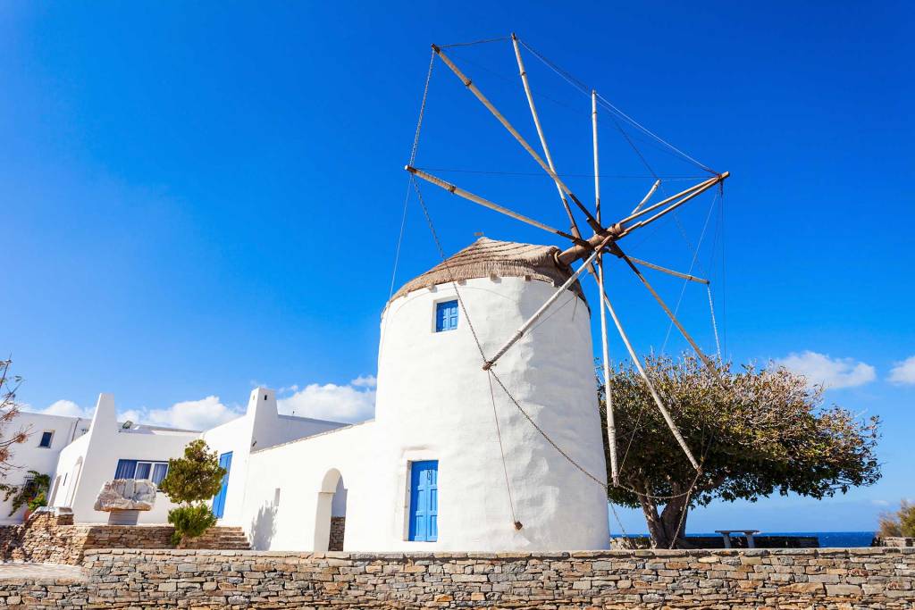 A traditional, Cycladic windmill on Paros Island.