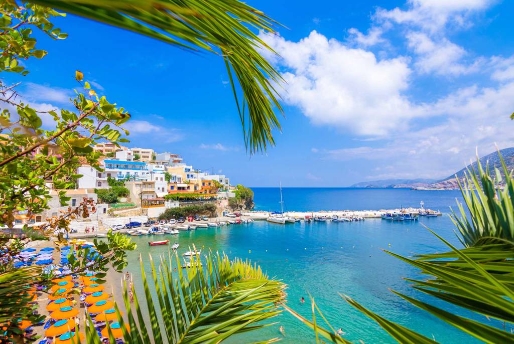 The sea and vegetation in Bali Village of Rethymno.